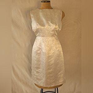 VINTAGE Silk Floral Print Mini Dress in Champagne & Pink